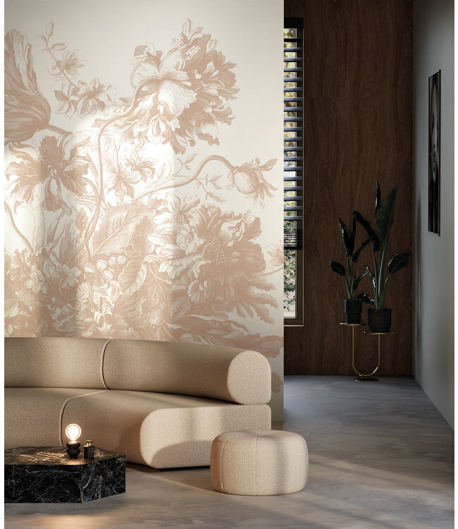 Engraved Flowers | Bloemen behang door Frans Uyterlinde | Nude