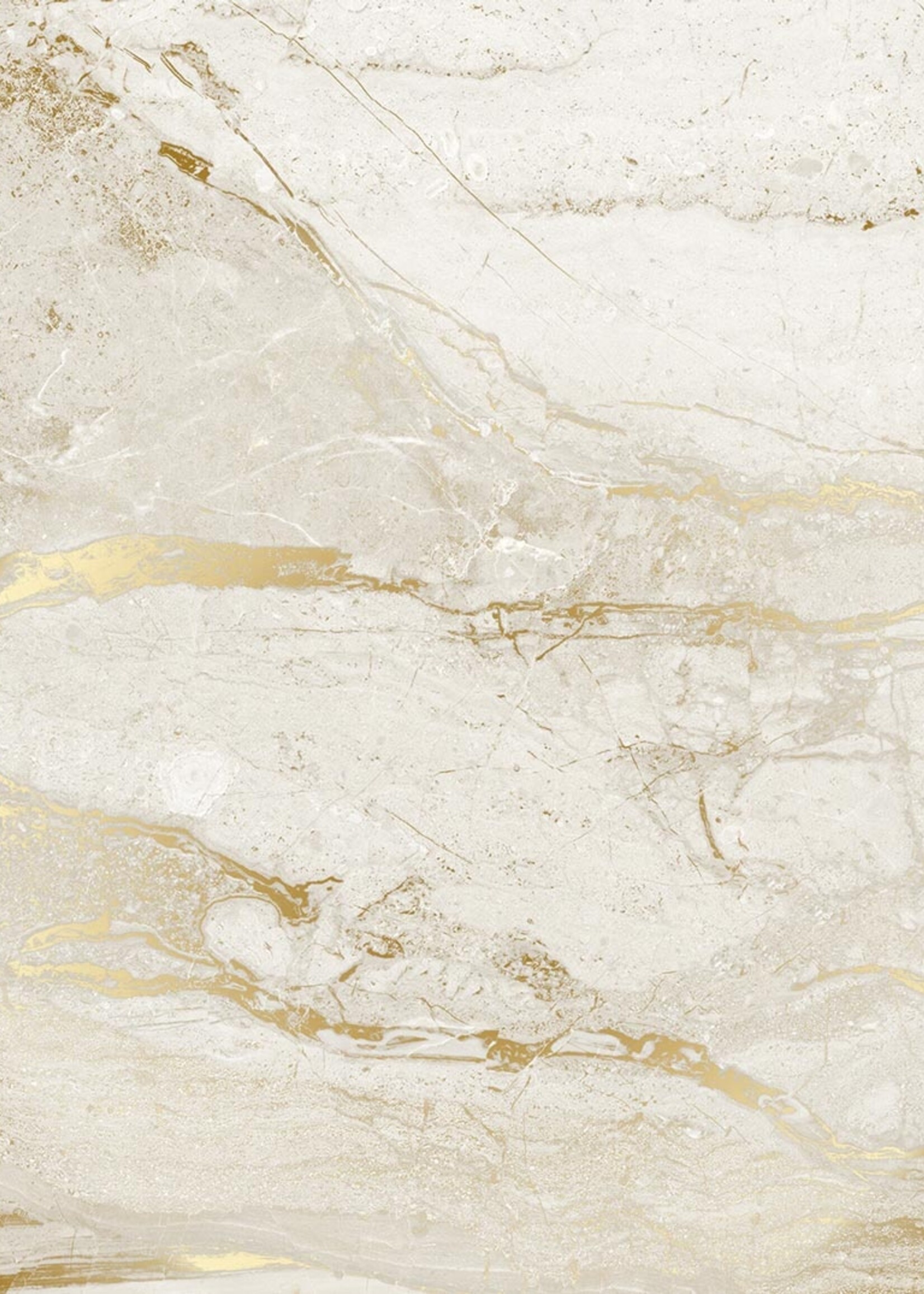Wandvullend Marble wallpaper by Frans Uyterlinde | High Gloss Gold/White