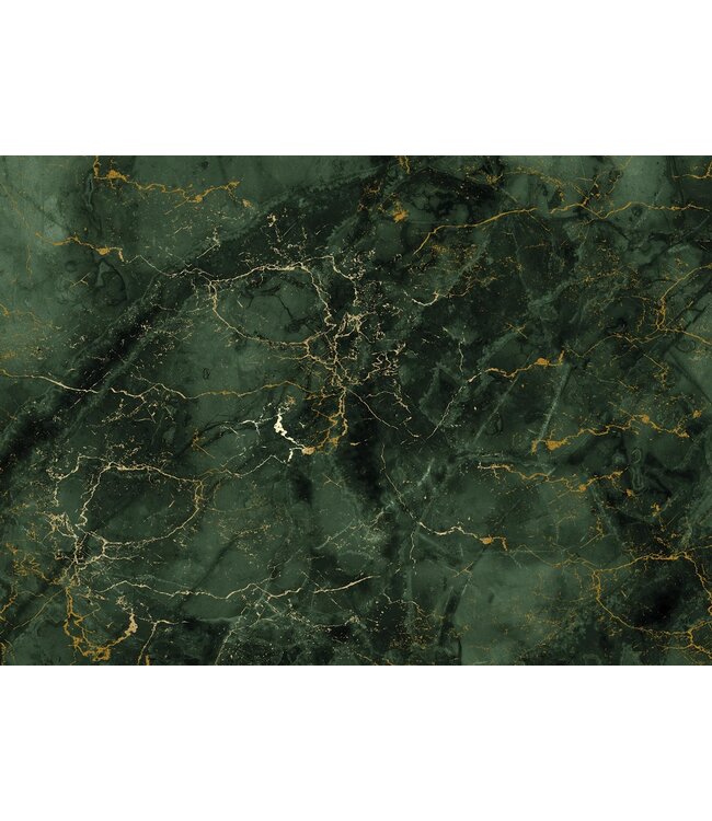 Marmor Tapete von Frans Uyterlinde | High Gloss Gold/Grün