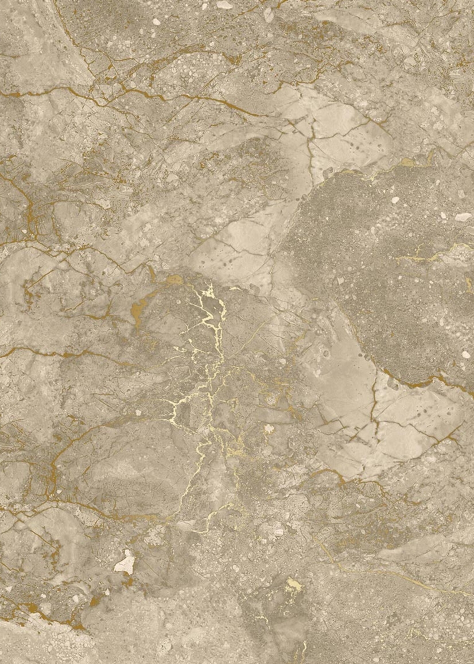 Wandvullend Marmor Tapete von Frans Uyterlinde | High Gloss Gold/Beige