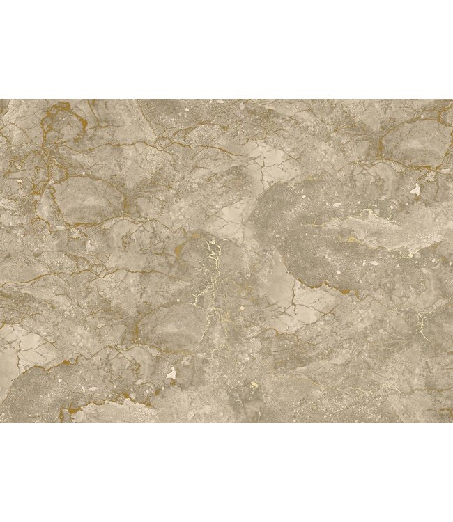 Marmer behang door Frans Uyterlinde | High Gloss Gold/Beige