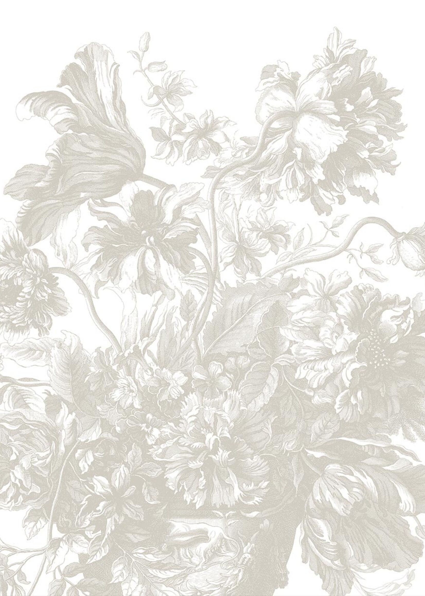 Wandvullend Engraved Flowers | Floral wallpaper by Frans Uyterlinde | Grey