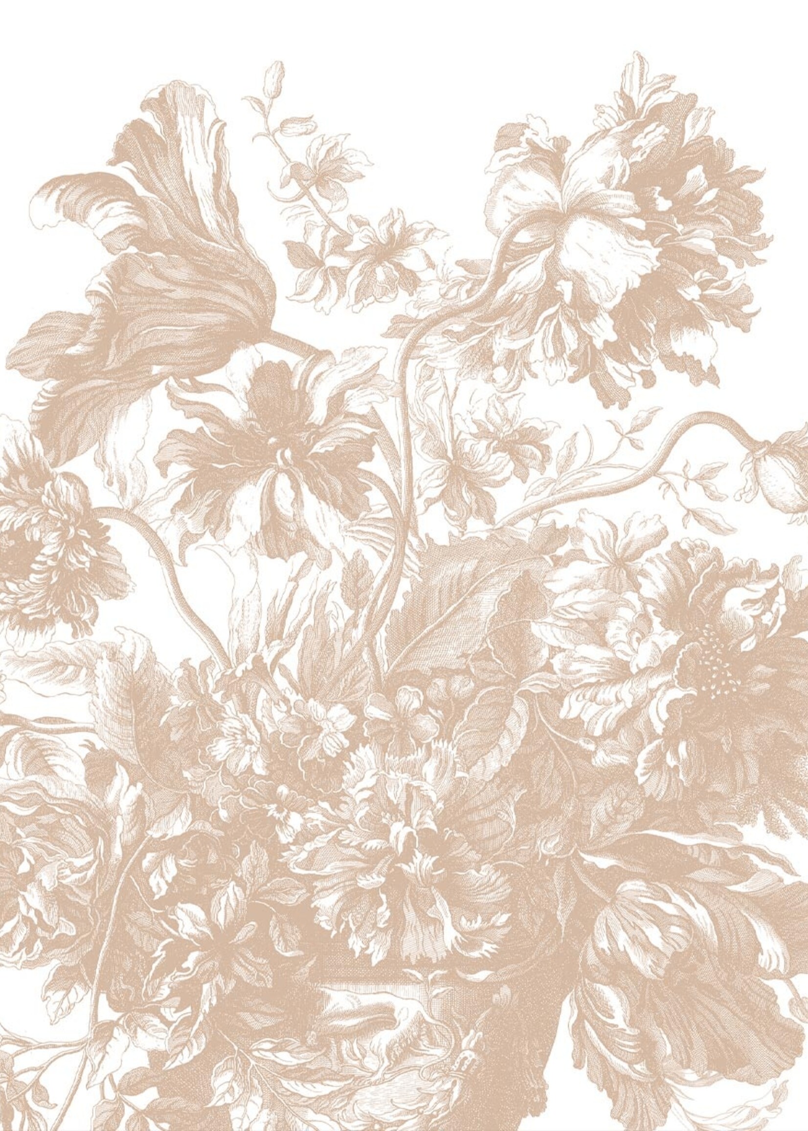 Wandvullend Engraved Flowers | Bloemen behang door Frans Uyterlinde | Nude