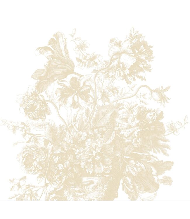 Engraved Flowers | Blumen Tapete von Frans Uyterlinde | Beige