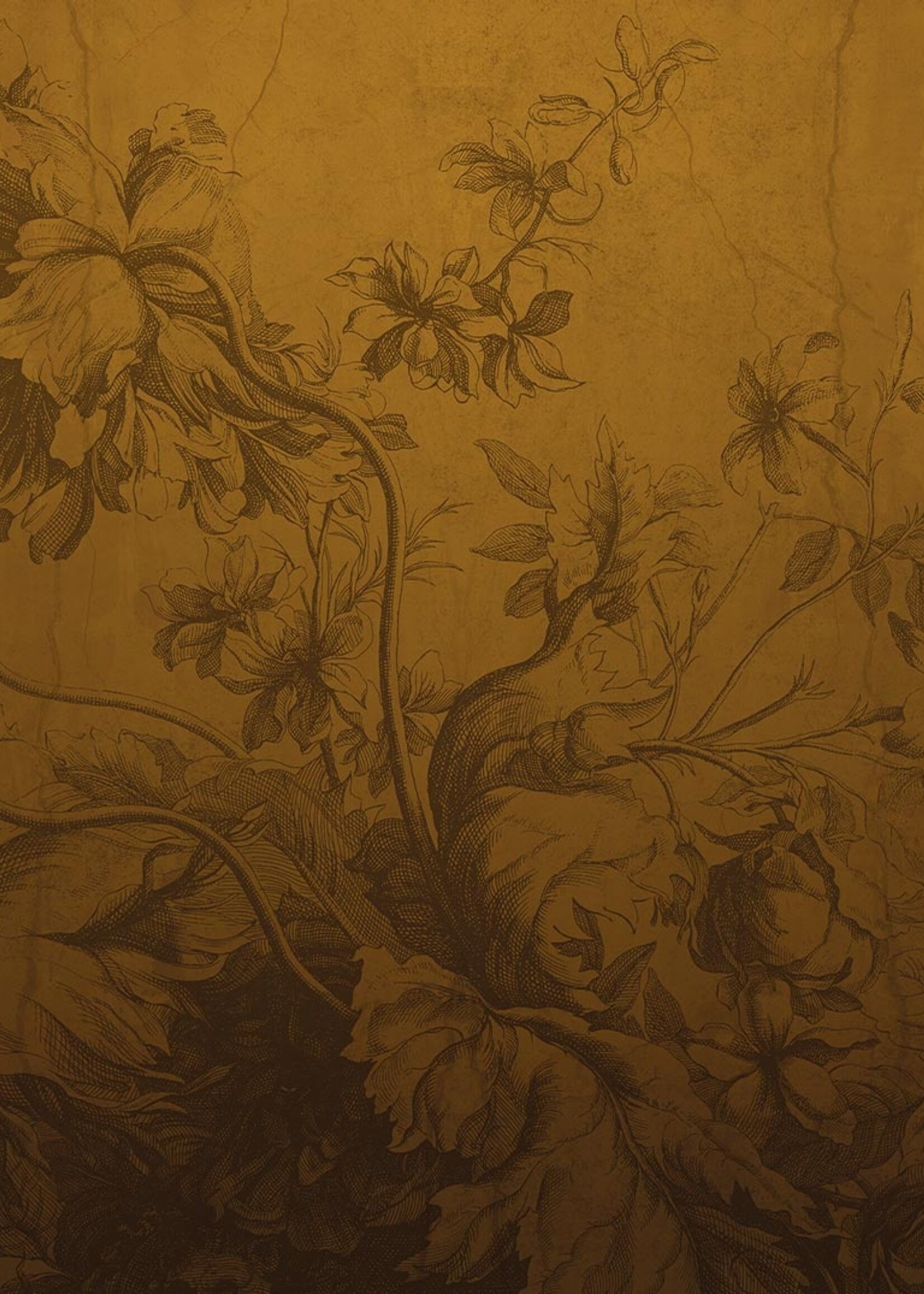 Wandvullend Gradient Flowers | Floral wallpaper by Frans Uyterlinde | Ocher