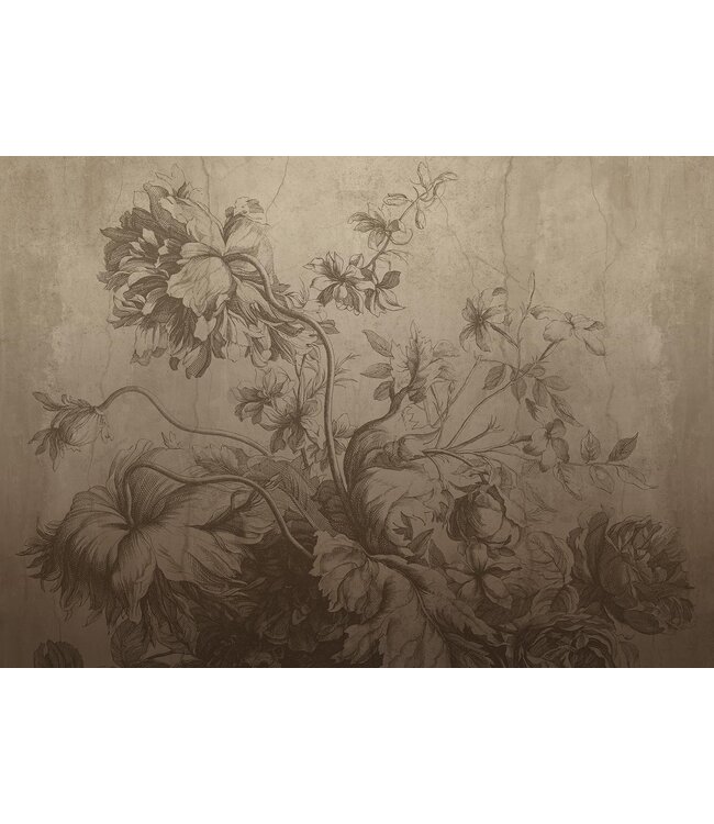 Gradient Flowers | Blumen Tapete von Frans Uyterlinde | Beige