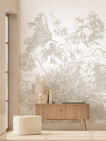 Wandvullend Engraved Flowers | Blumen Tapete von Frans Uyterlinde | Grau