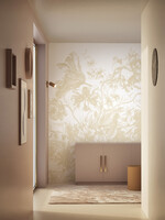 Wandvullend Engraved Flowers | Blumen Tapete von Frans Uyterlinde | Beige