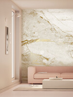 Wandvullend Marble wallpaper by Frans Uyterlinde | High Gloss Gold/White