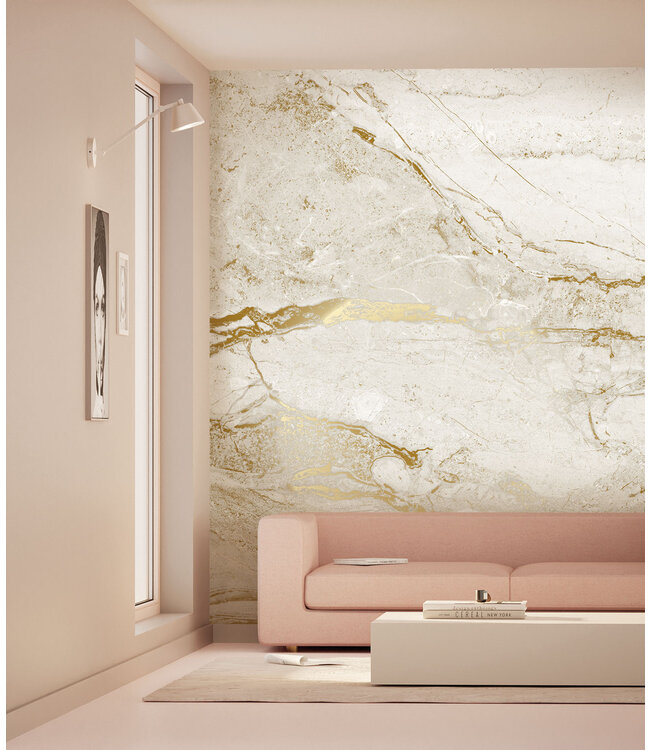 Marble wallpaper by Frans Uyterlinde | High Gloss Gold/White