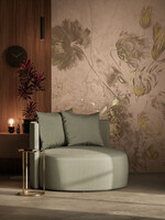 Wandvullend Fresco Flowers | Bloemen behang door Frans Uyterlinde | High Gloss Gold/Nude