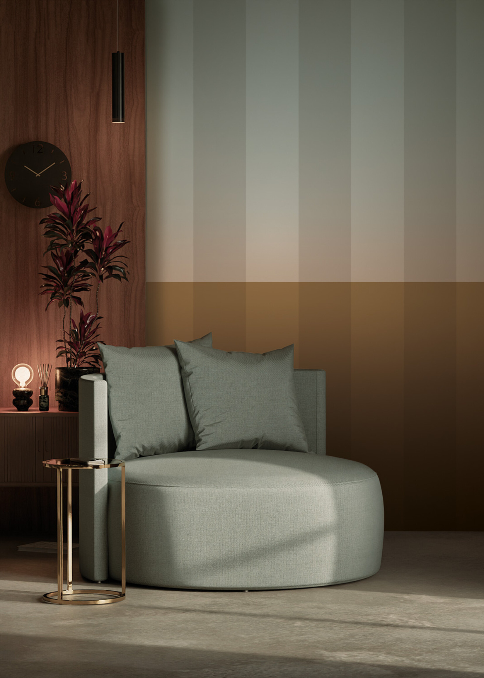 Herhaalbaar Gradient Stripes | Striped wallpaper by Frans Uyterlinde | 97.4 x 280 cm