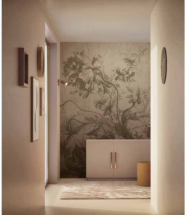Gradient Flowers | Blumen Tapete von Frans Uyterlinde | Beige