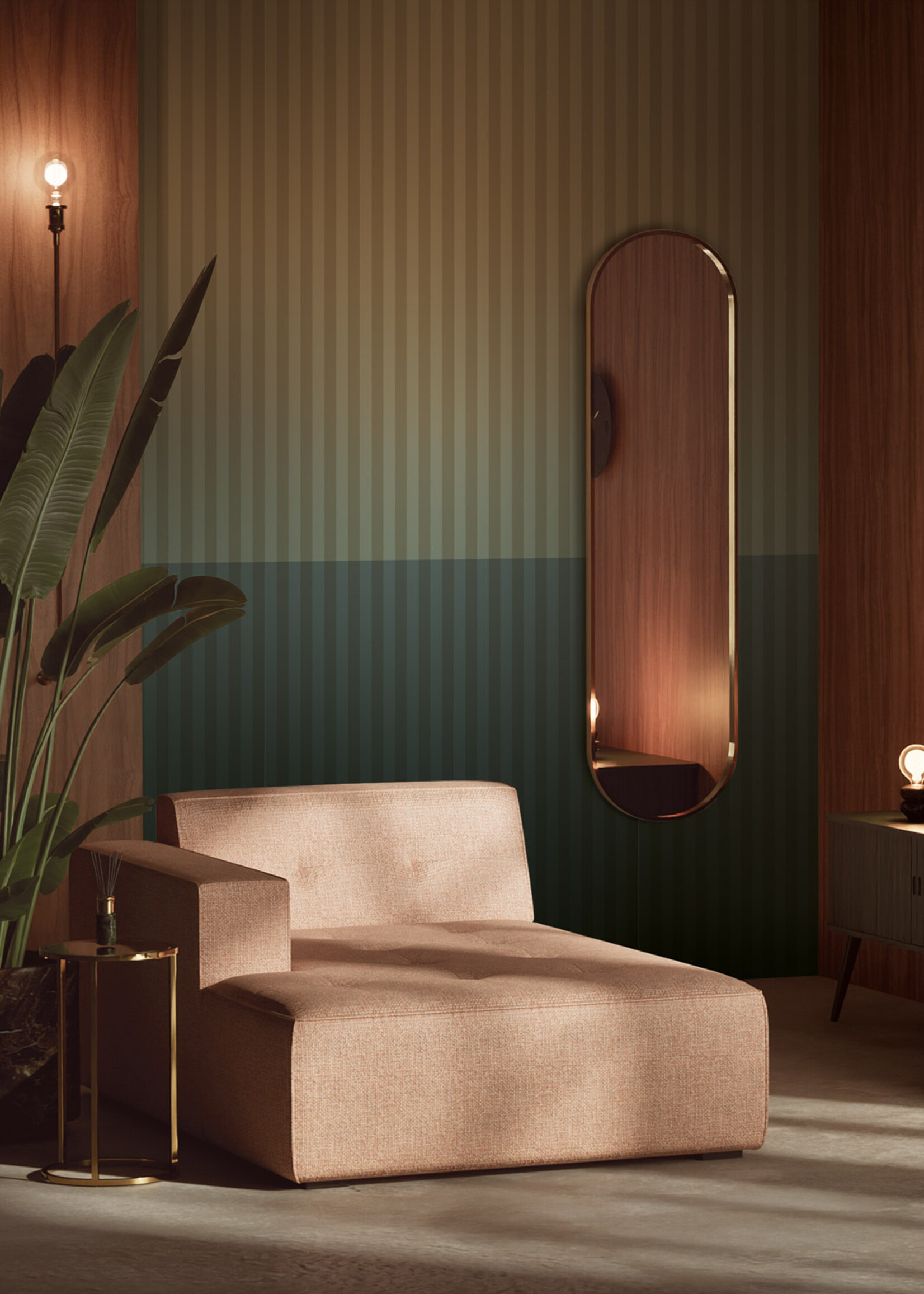 Herhaalbaar Gradient Stripes | Striped wallpaper by Frans Uyterlinde | 97.4 x 280 cm