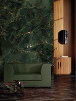 Wandvullend Marmor Tapete von Frans Uyterlinde | High Gloss Gold/Grün