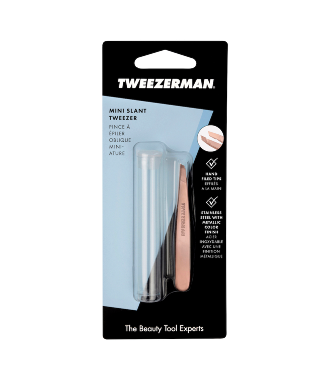 Tweezerman Mini Slant Tweezer Pincet | Rose Gold