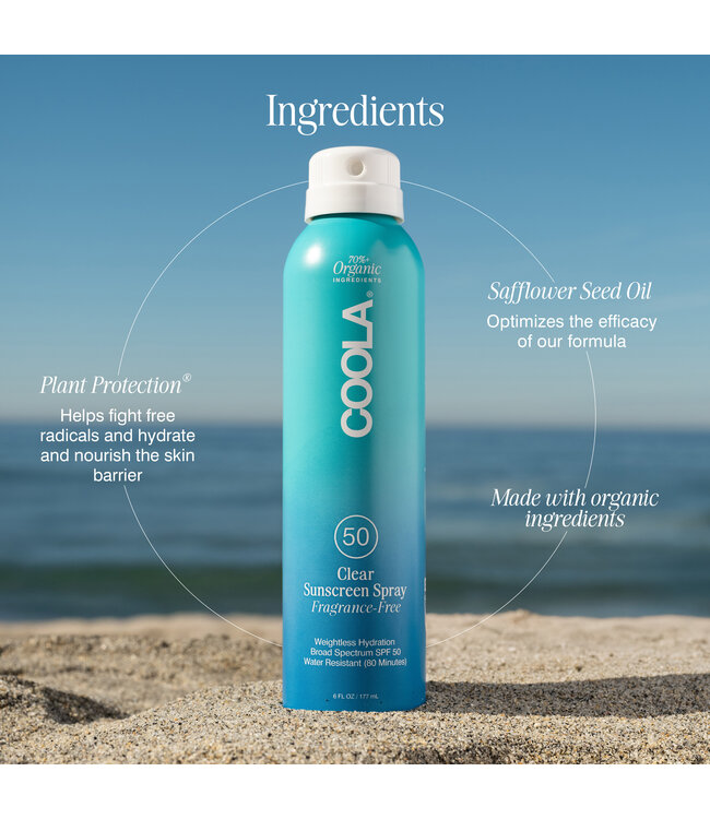 Coola Clear Sunscreen Spray SPF50 | Unscented