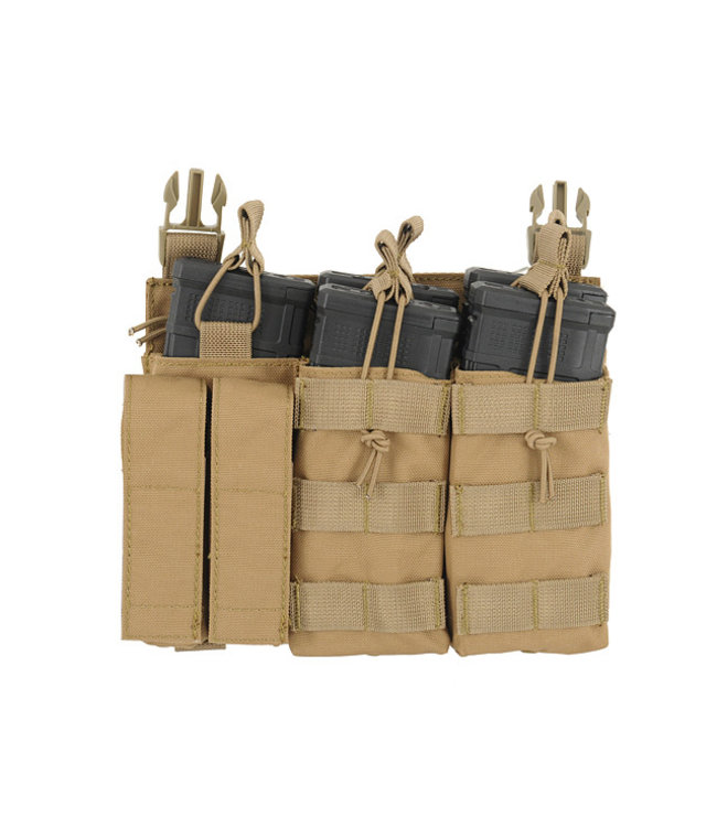 Front panel with 5.56/Pistol buckle up Pouch for Modular Plate Carrier - Tan