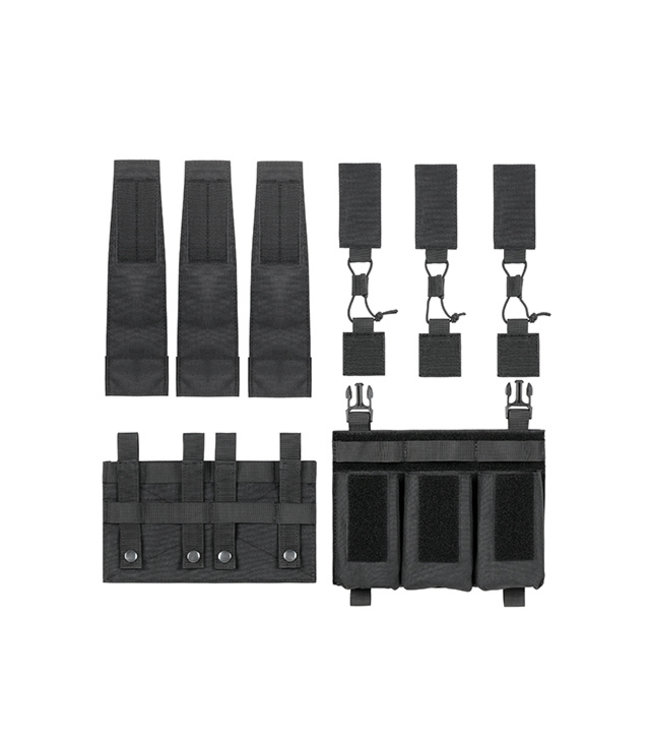 Front panel met Hybrid 5.56/M4 buckle up pouch voor Modular Plate Carrier - Zwart