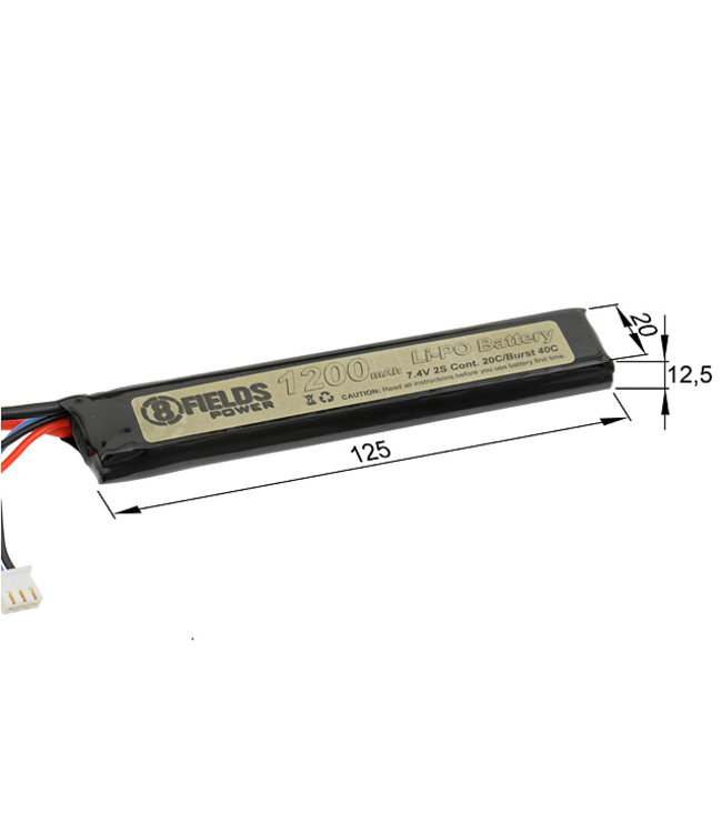 Lipo batterij 7.4V 20C/40C Burst 1200mah - Mini Tamiya