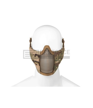 Tactical Airsoft Steel Wire Mesh Half Face Protective Mask w Ears Cover Multicam 