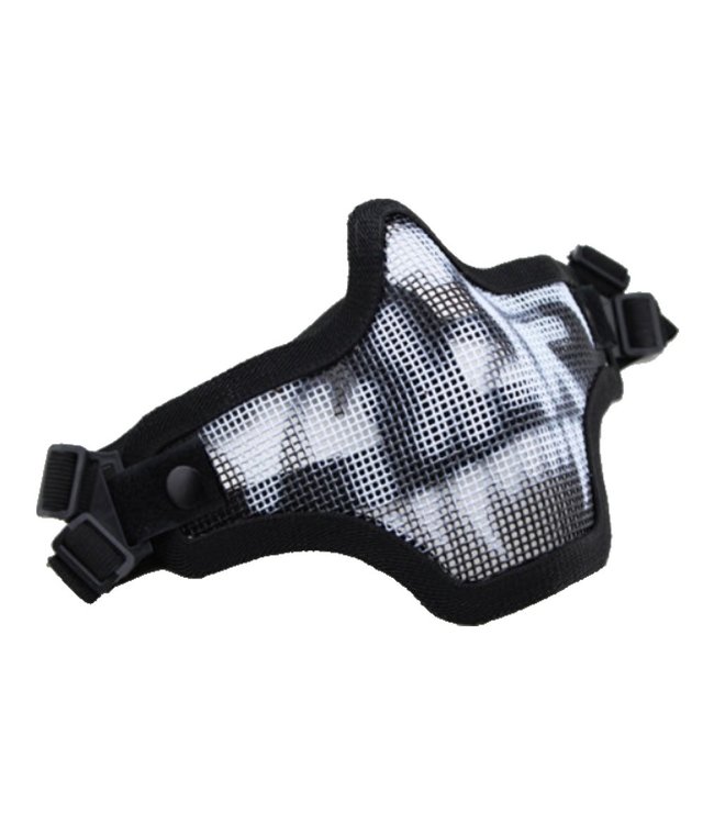 Steel half face mask met skull - Zwart
