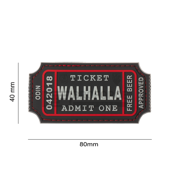 Walhalla Ticket Rubber Patch - Zwart/Rood