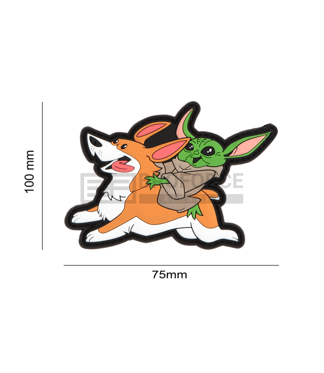 Rubber Baby Yoda Riding Corgi Patch