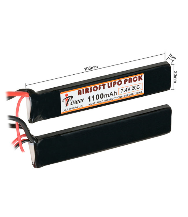 Lipo batterij 7.4V 20C 1100mah - Mini Tamiya