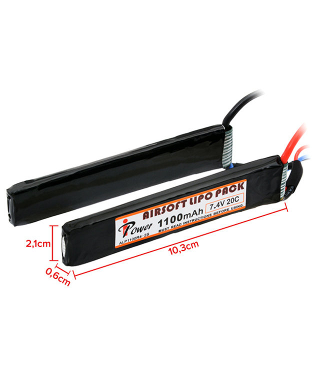 Lipo batterij 7.4V 20C 1100mah - Deans