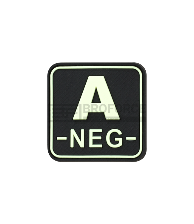 JTG Bloodtype Square Rubber Patch A Neg - Glow