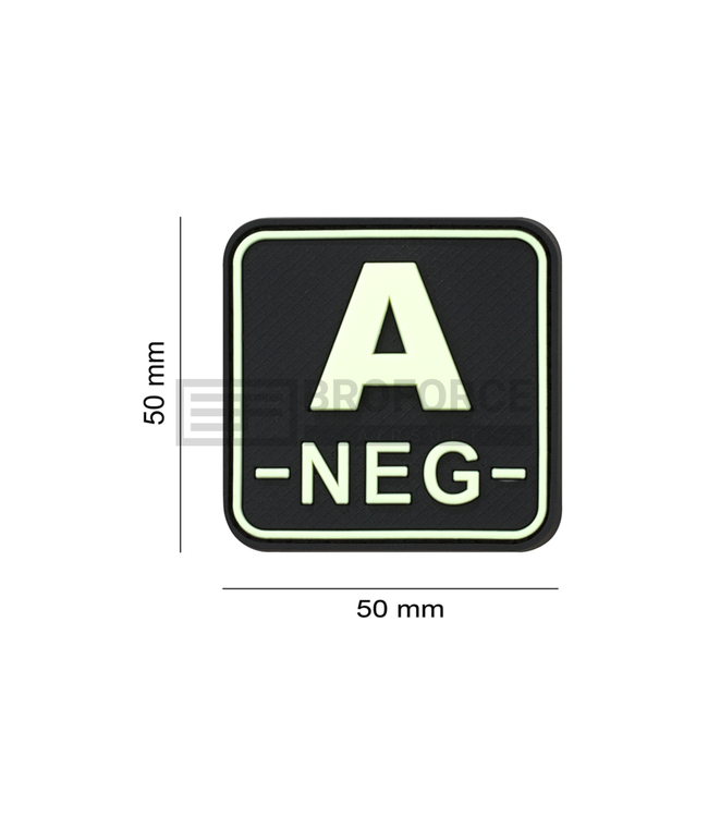 JTG Bloodtype Square Rubber Patch A Neg - Glow