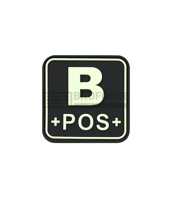 JTG Bloodtype Square Rubber Patch B Pos - Glow
