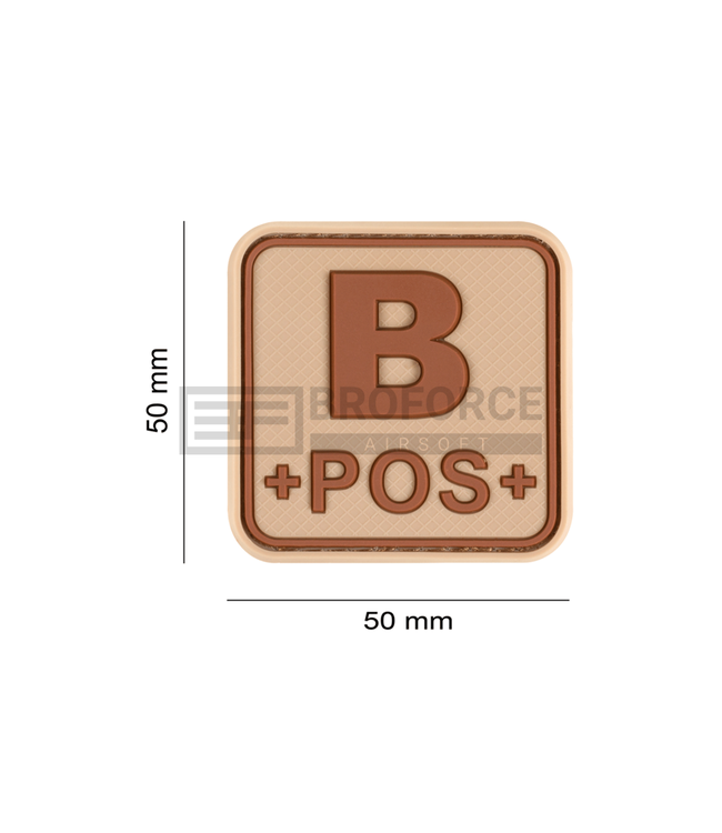 JTG Bloodtype Square Rubber Patch B Pos - Desert