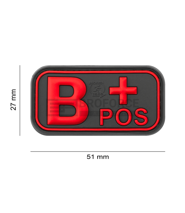 JTG Bloodtype Rubber Patch B Pos - Blackmedic