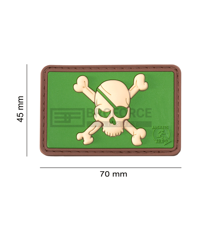 JTG Pirate Skull Rubber Patch - Green