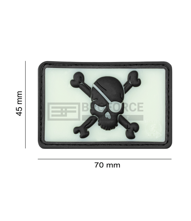 JTG Pirate Skull Rubber Patch - Glow Back