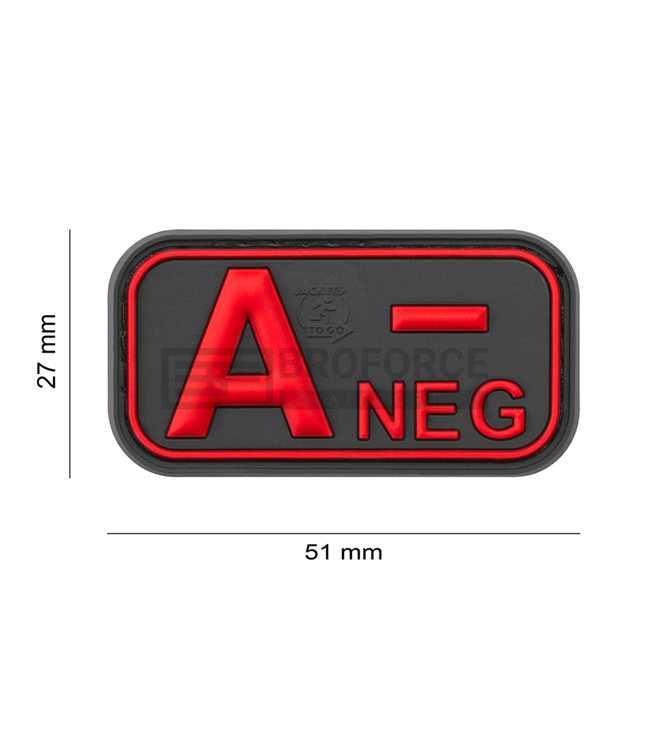 JTG Bloodtype Rubber Patch A Neg - Blackmedic