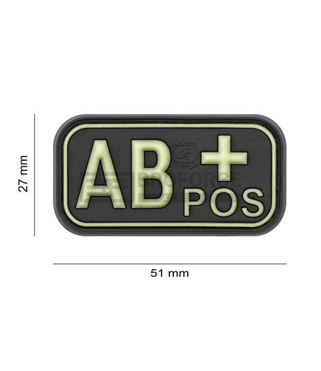 JTG Bloodtype Rubber Patch AB Pos - Glow