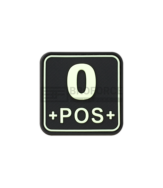 JTG Bloodtype Square Rubber Patch 0 Pos - Glow