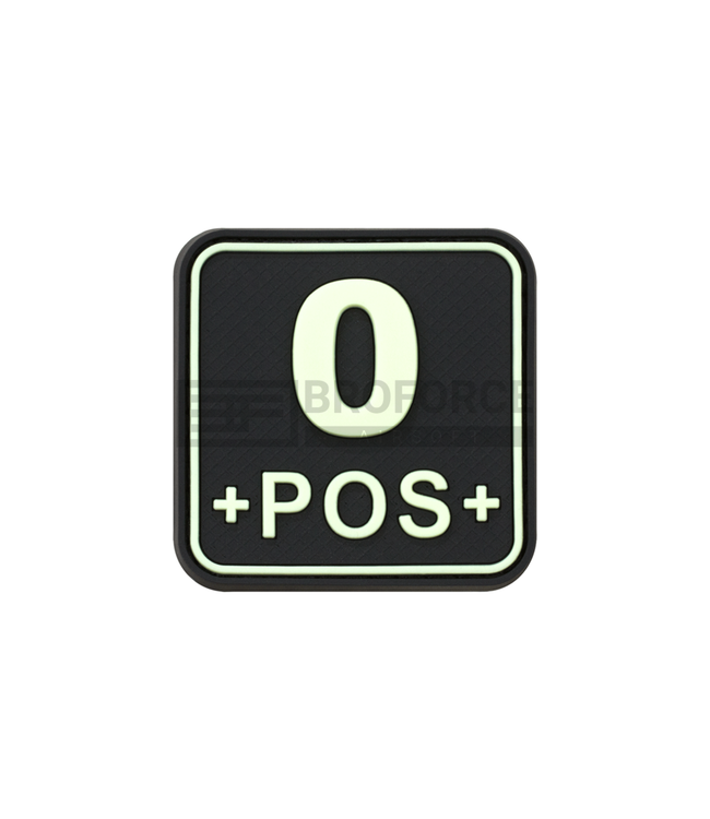 JTG Bloodtype Square Rubber Patch 0 Pos - Glow