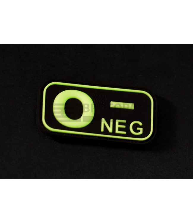JTG Bloodtype Rubber Patch 0 Neg - Glow