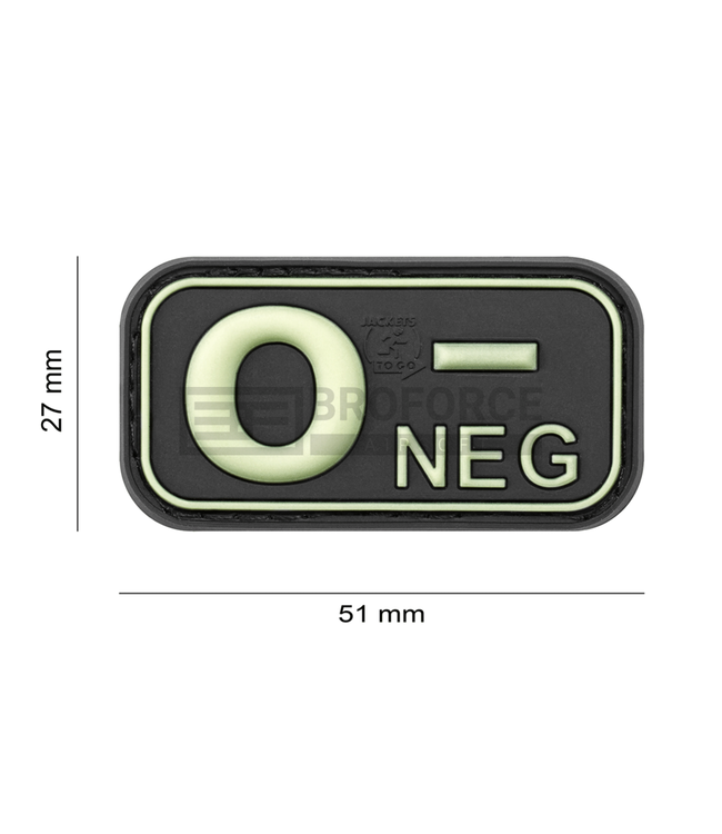 JTG Bloodtype Rubber Patch 0 Neg - Glow
