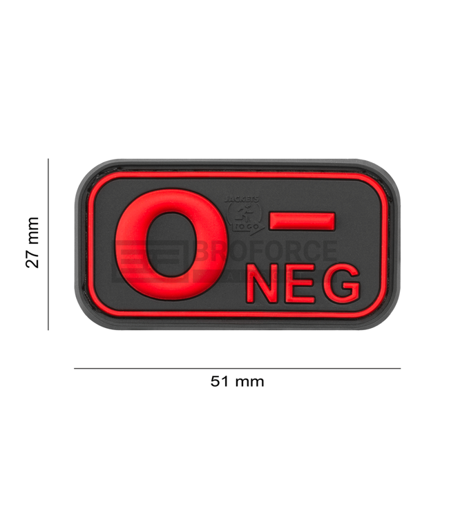 JTG Bloodtype Rubber Patch 0 Neg - Blackmedic