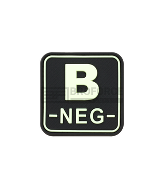 JTG Bloodtype Square Rubber Patch B Neg - Glow