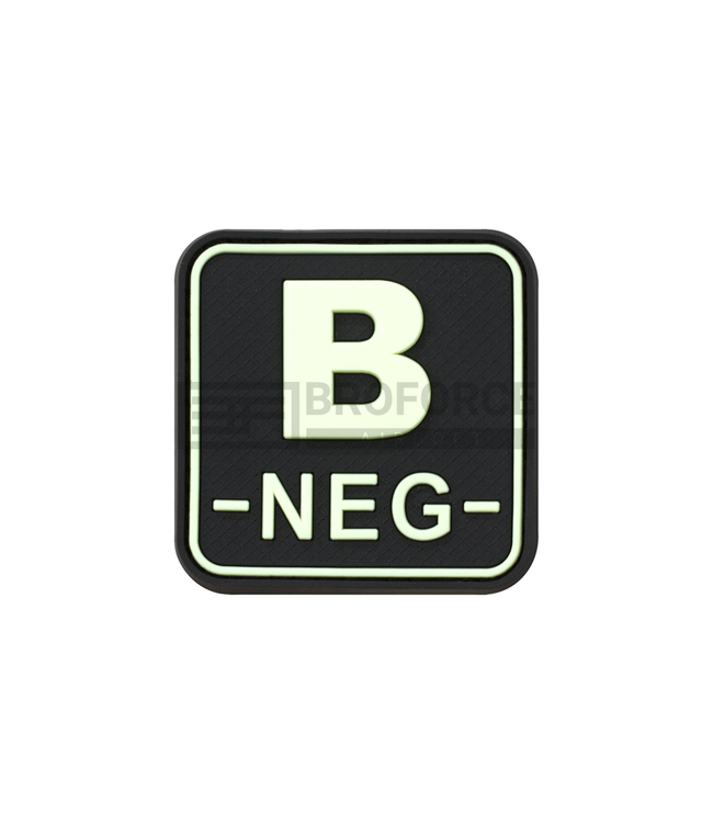 JTG Bloodtype Square Rubber Patch B Neg - Glow