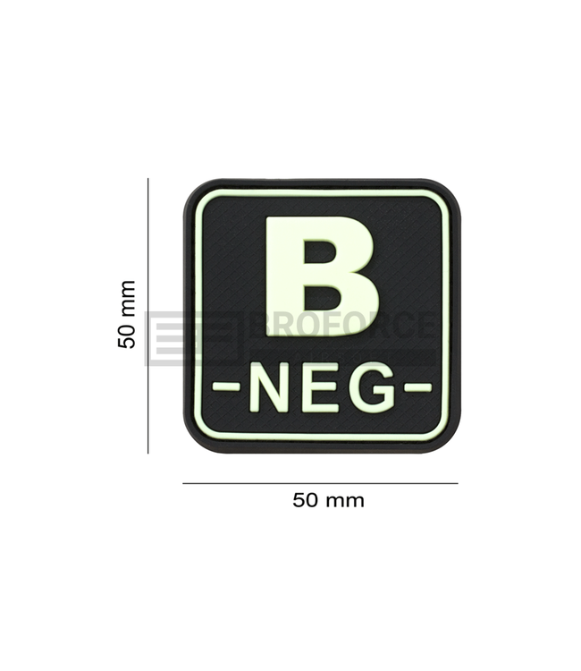 JTG Bloodtype Square Rubber Patch B Neg - Glow