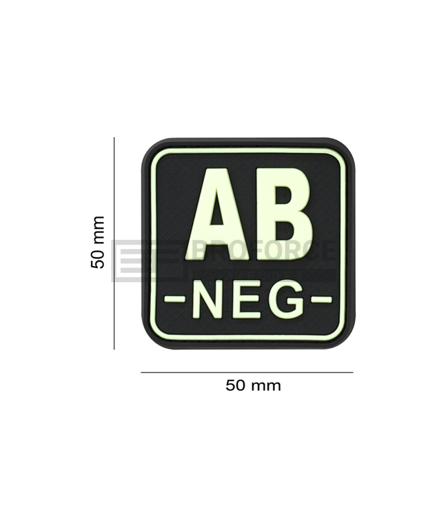 JTG Bloodtype Square Rubber Patch AB Neg - Glow