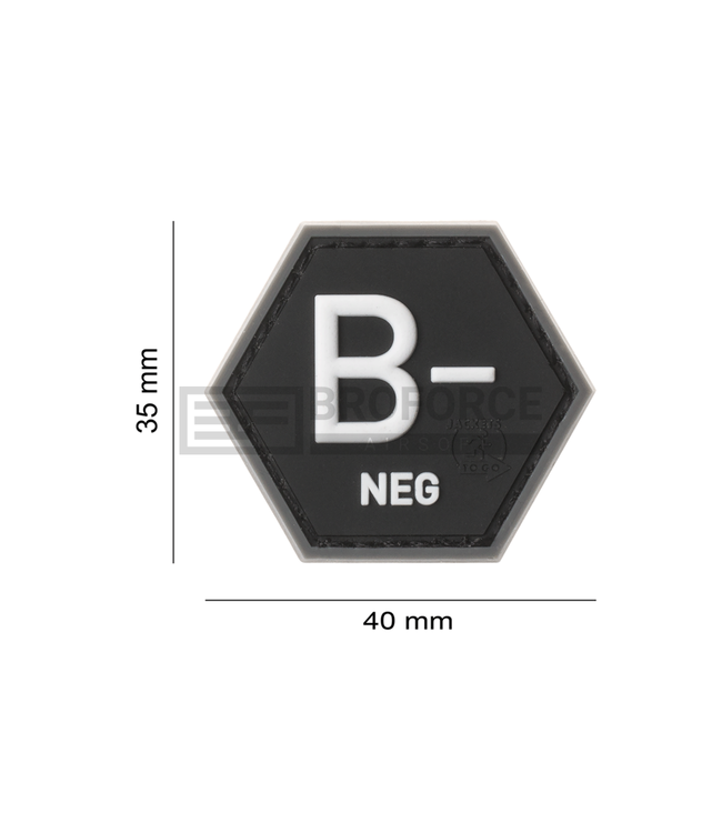 JTG Bloodgroup Hexagon Rubber Patch B Neg - SWAT