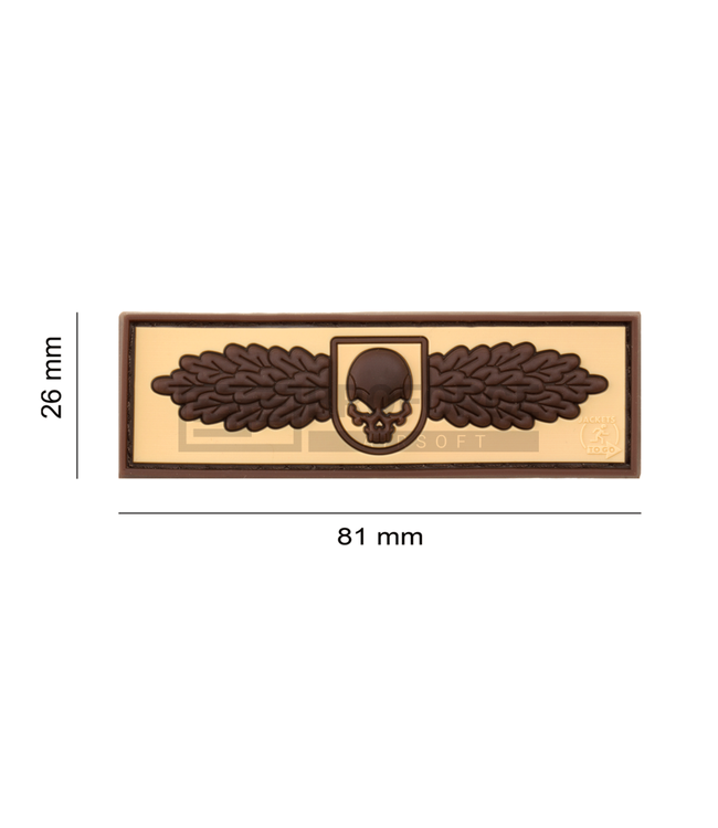 JTG SOF Skull Badge Rubber Patch - Desert